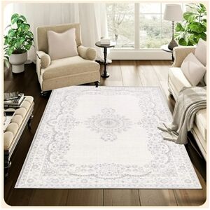 Small Area Rug, 3'x5', grey and white